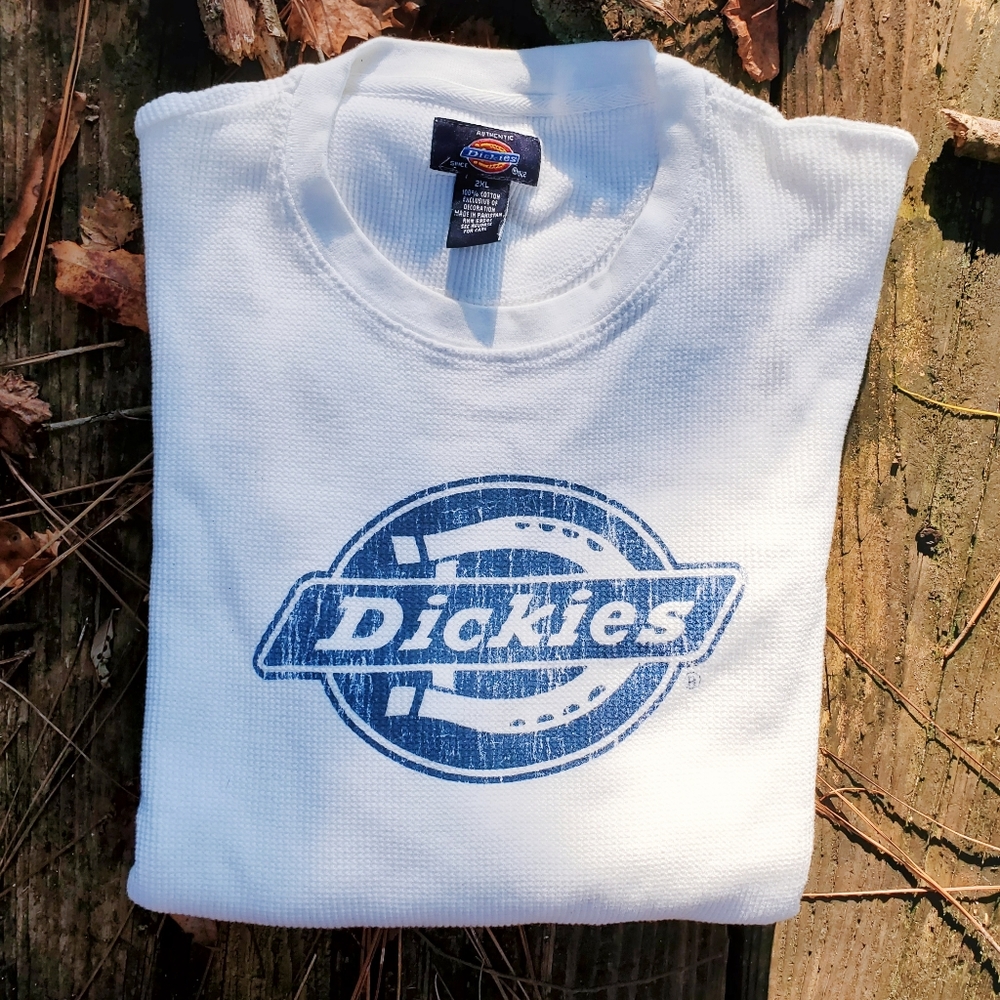 2000s White Dickies Thermal long sleeve tee shirt